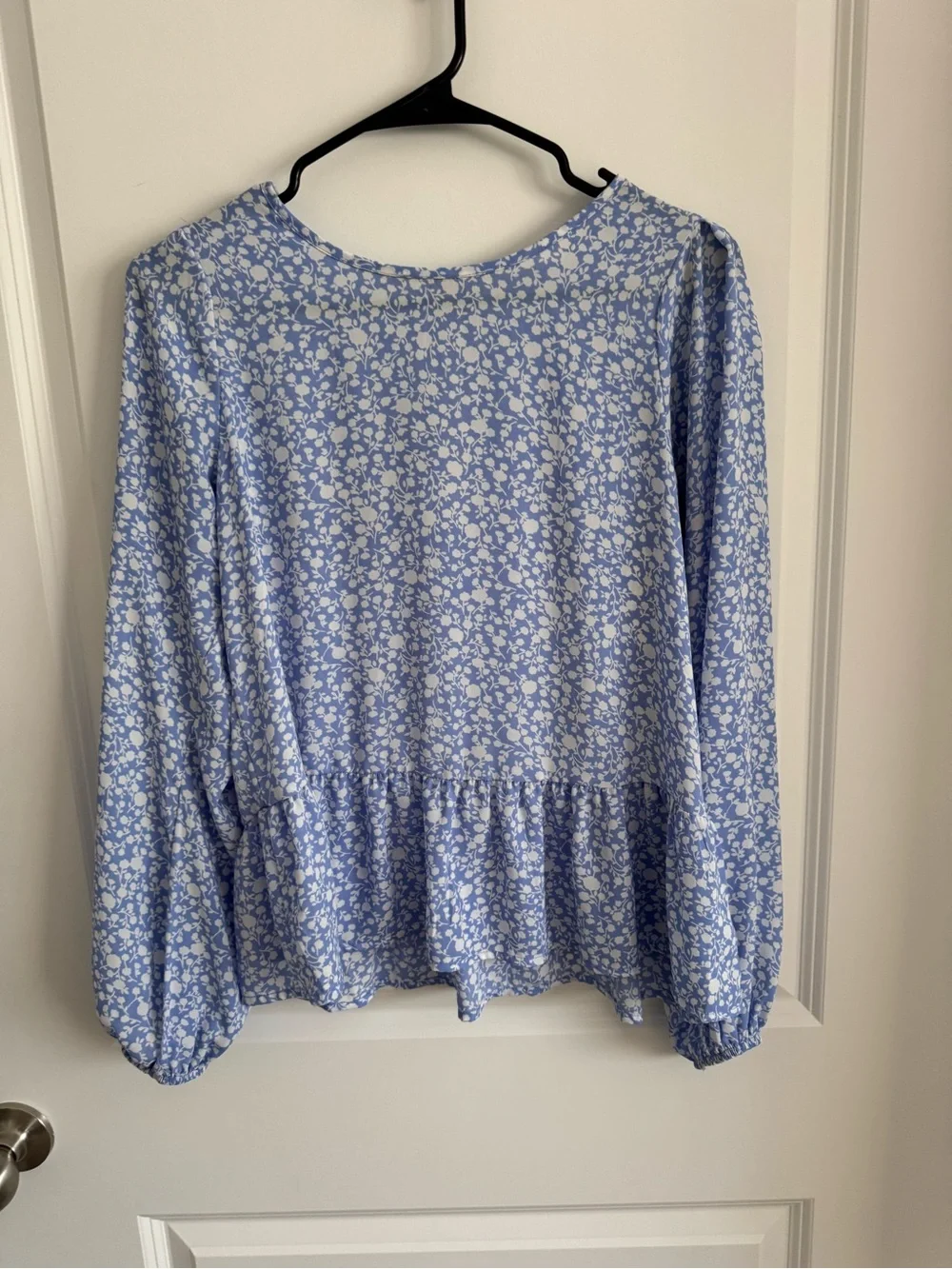 Sienna Sky Light Blue Floral Peplum Blouse